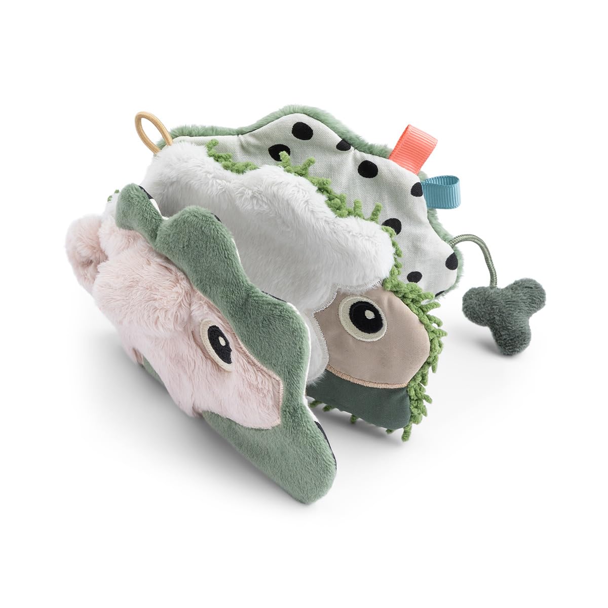 Done by Deer Baby Activity Book Tiny Farm Colour Mix - Libro de tela para exploración sensorial y estimulación visual, juguete para bebé a partir de 3 meses