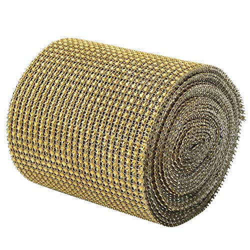 Ozgkee 9m Gold Rhinestone Ribbon, 24 Rows Mesh, DIY Arts and Crafts, Wedding Decoration - Image 4
