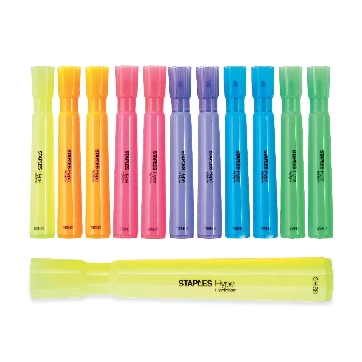Grapas Hype tanque – Rotulador fluorescente, punta cuadrada, varios colores, rotuladores fluorescentes (12 unidades)