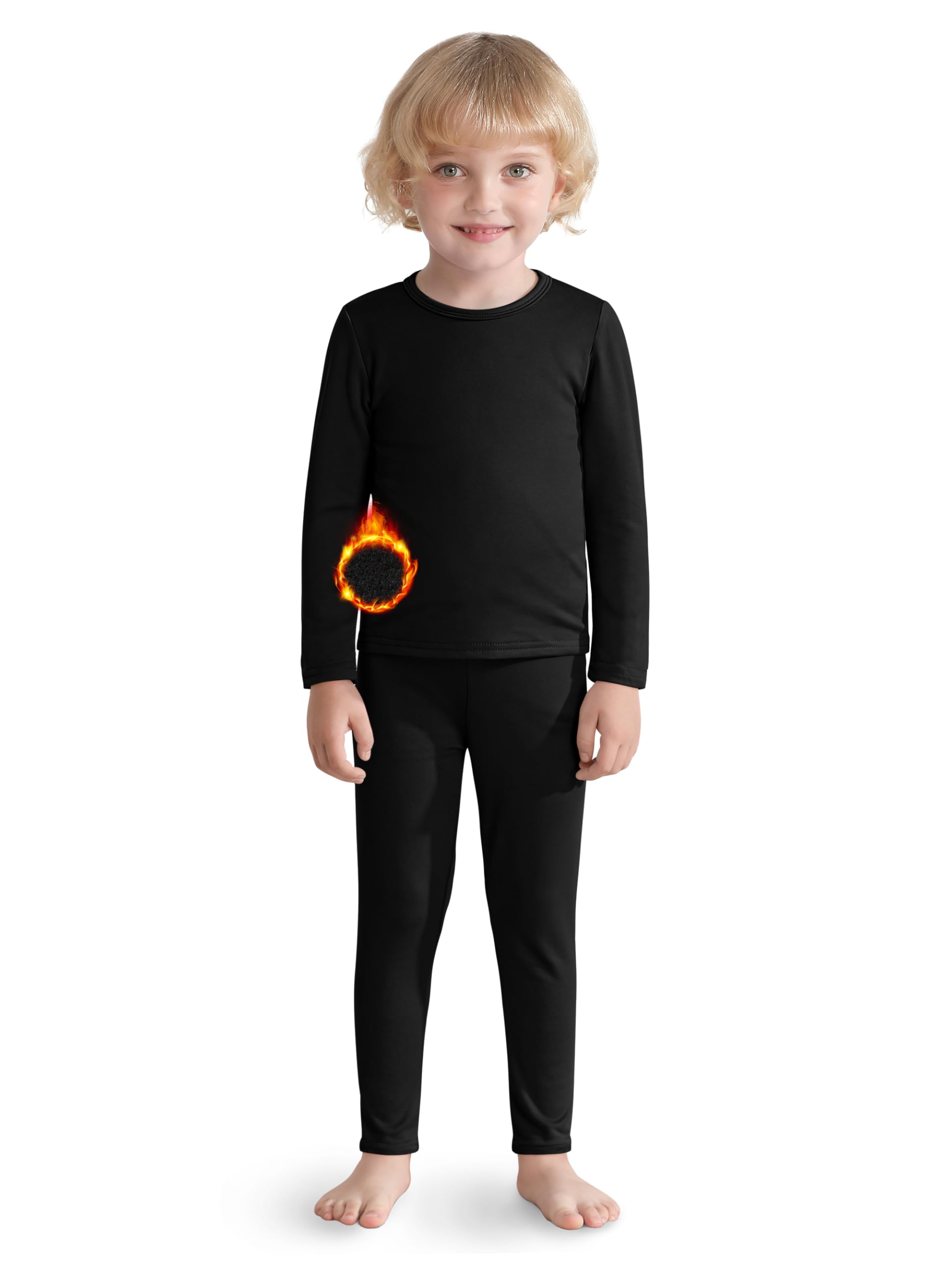 VZV 2T-6Y Toddler Thermal Set Thermal Underwear for Kids Fleece Lined Toddler Base Layer Long Johns for Kids