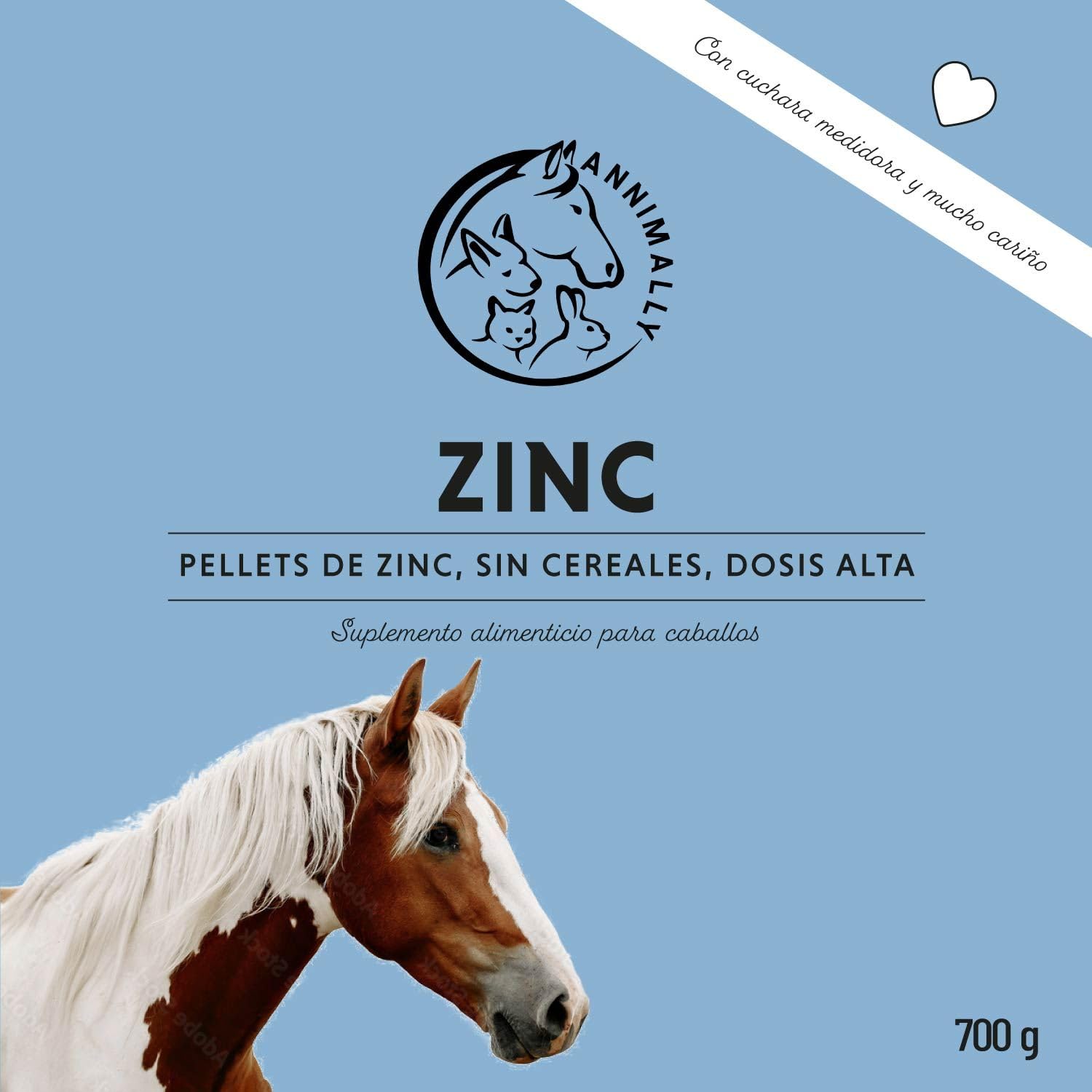 Annimally Zinc para Caballos - Pellets de Zinc (700 g) Altamente dosificados con comino Negro, zeolita, esparceta y levadura de Cerveza para la Piel, el Pelo y los Cascos