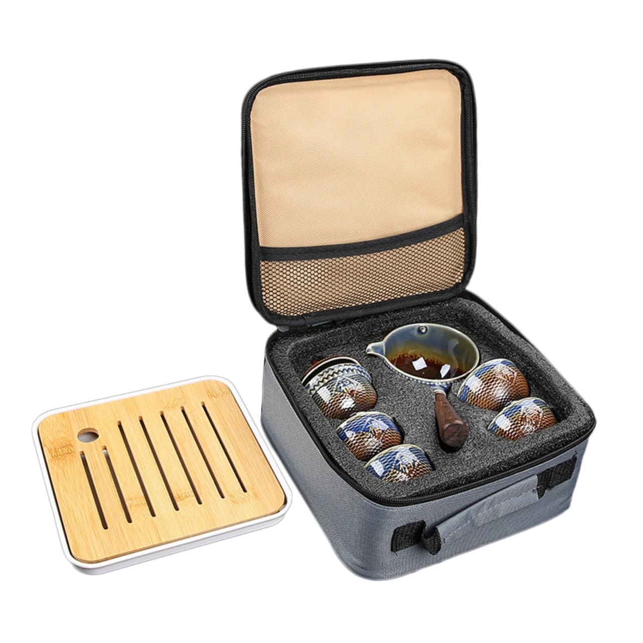 Juego de Té de Cerámica para Viaje, 1 Set Portátil | Uso en Actividades al Aire Libre y Desplazamientos, Diseño Elegante, Ideal para Aficionados al Té