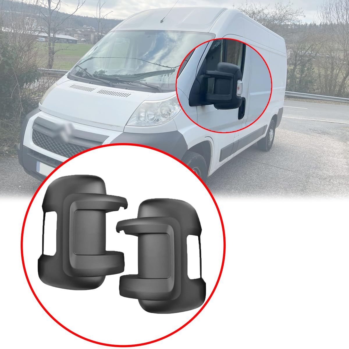 Lot de 2 coques de rétroviseur extérieur compatibles avec Peugeot Boxer, Fiat Ducato, Citroën Jumper à partir de 2006, Opel Movano à partir de 2021, coques de rétroviseur de remplacement