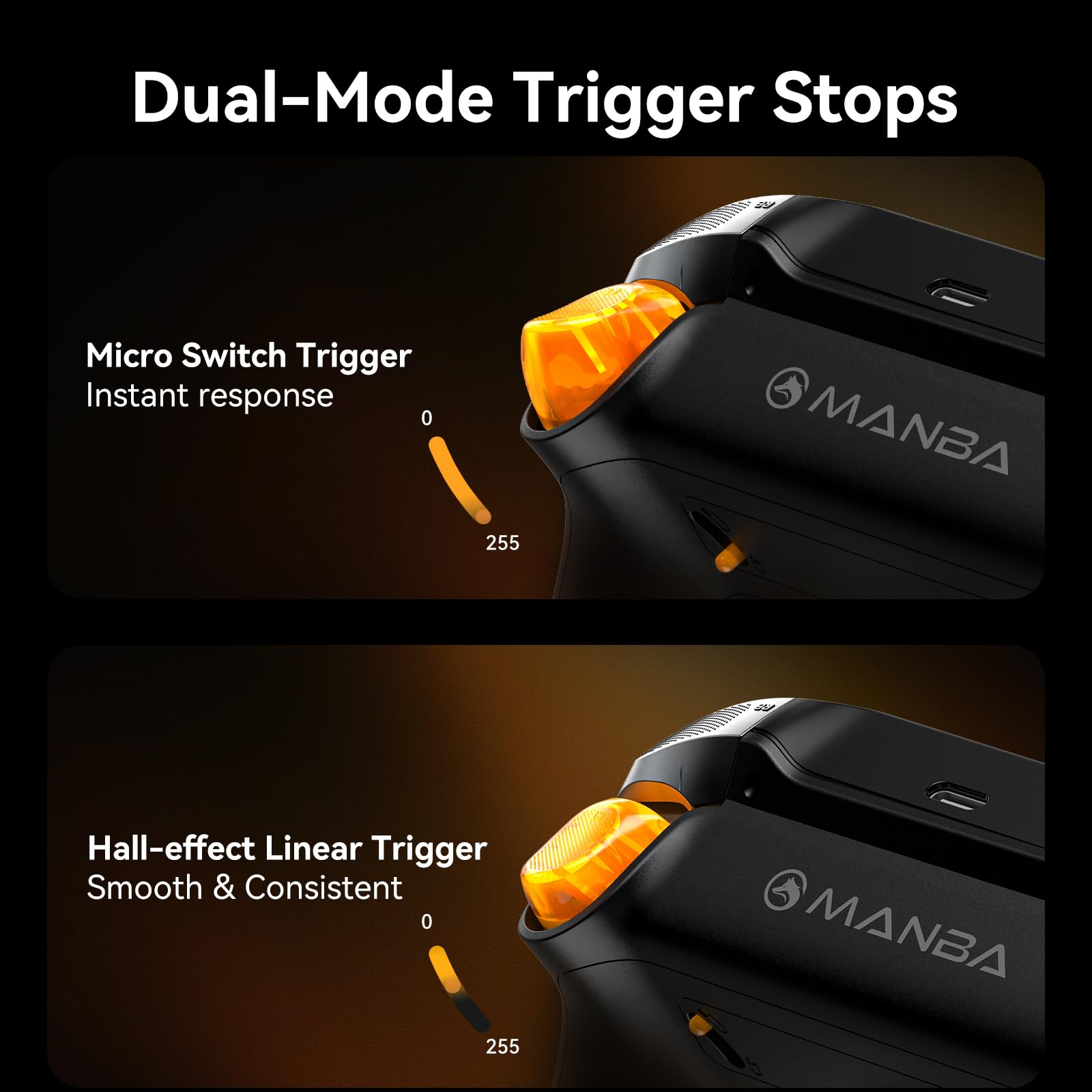 MANBA One V2 Mando Inalámbrico con Pantalla Interactiva Integrada (Negro) | Compatible con PC/Switch/iOS/Android, Hall Joystick/Gatillo, RGB, Macros, Batería 1800 mAh, Base de Carga