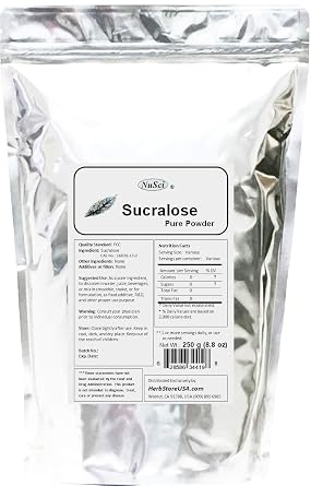 NuSci Sucralose Pure Powder 250g 8.8 oz FCC Quality Standard, no calories, 600 times sweeter than sugar