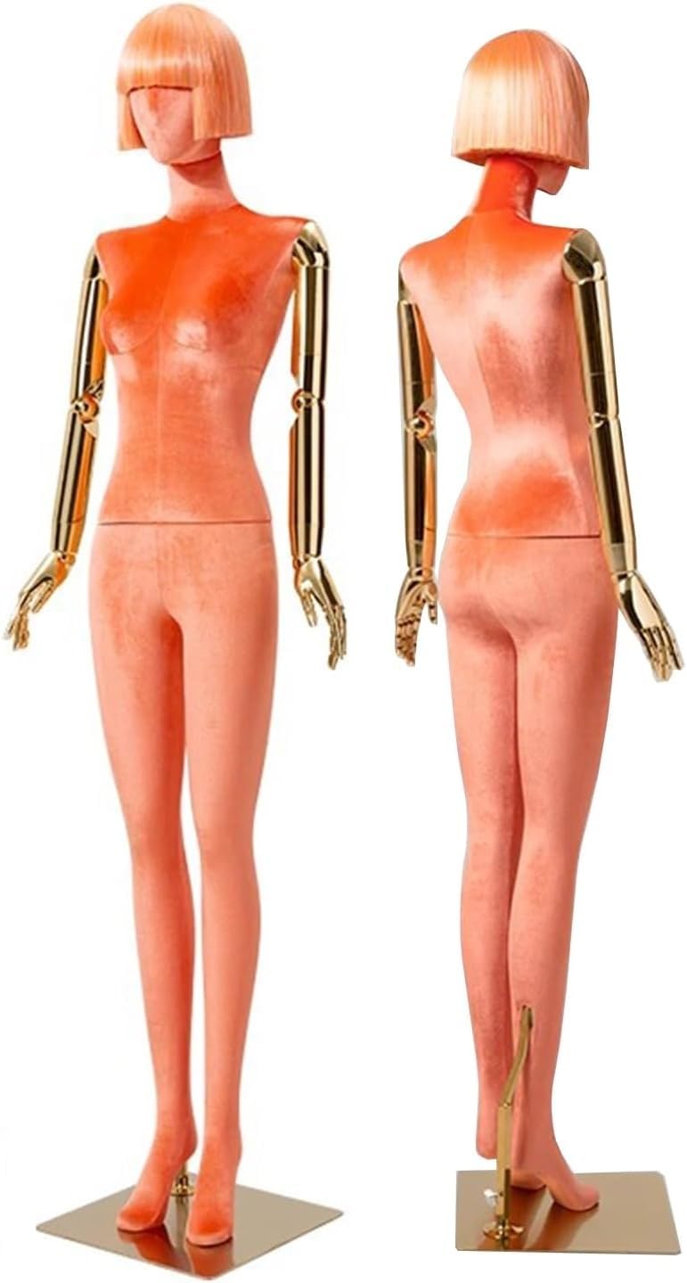 CONGRUI Body Retail Mannequins 72.83in High Velvet Torso Suitable For Clothing Store Windows Sports Stores(Orange)