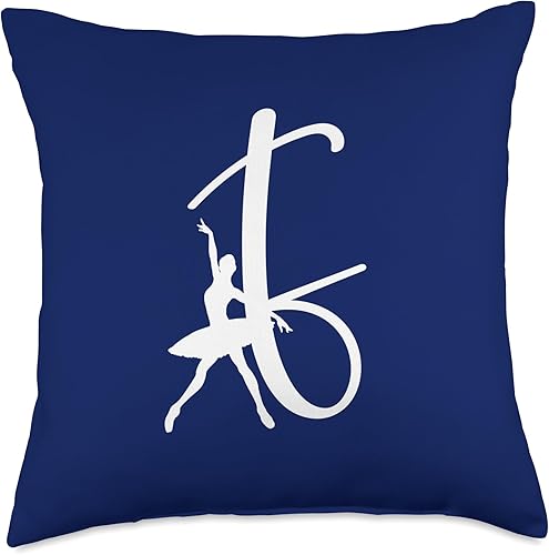 Miniatura 5 de Ballet Monogram Ballet Letra F Monograma Bailarina Bailarina Danza Cojín 16x16, Multicolor
