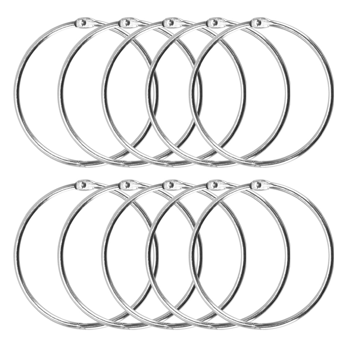 Ludom Pack of 10 80 mm Goods Ring Large Metal Ring Versatile Book Binding Rings with Open for Hanging Shower Curtain Clothes Loose Leaf (Silver)