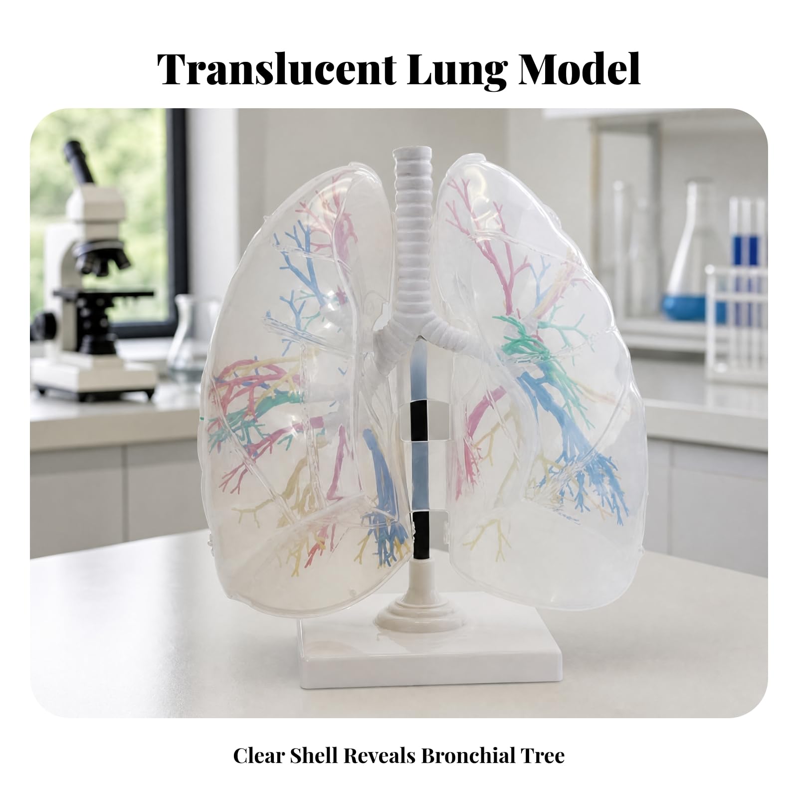 Atemsystemmodell mit Ständer Lehrreich Bronchienmodell mit Lunge Lungenanatomiemodell für Biologielehrer, Schüler, Studienplatz, Transparente Lunge 1
