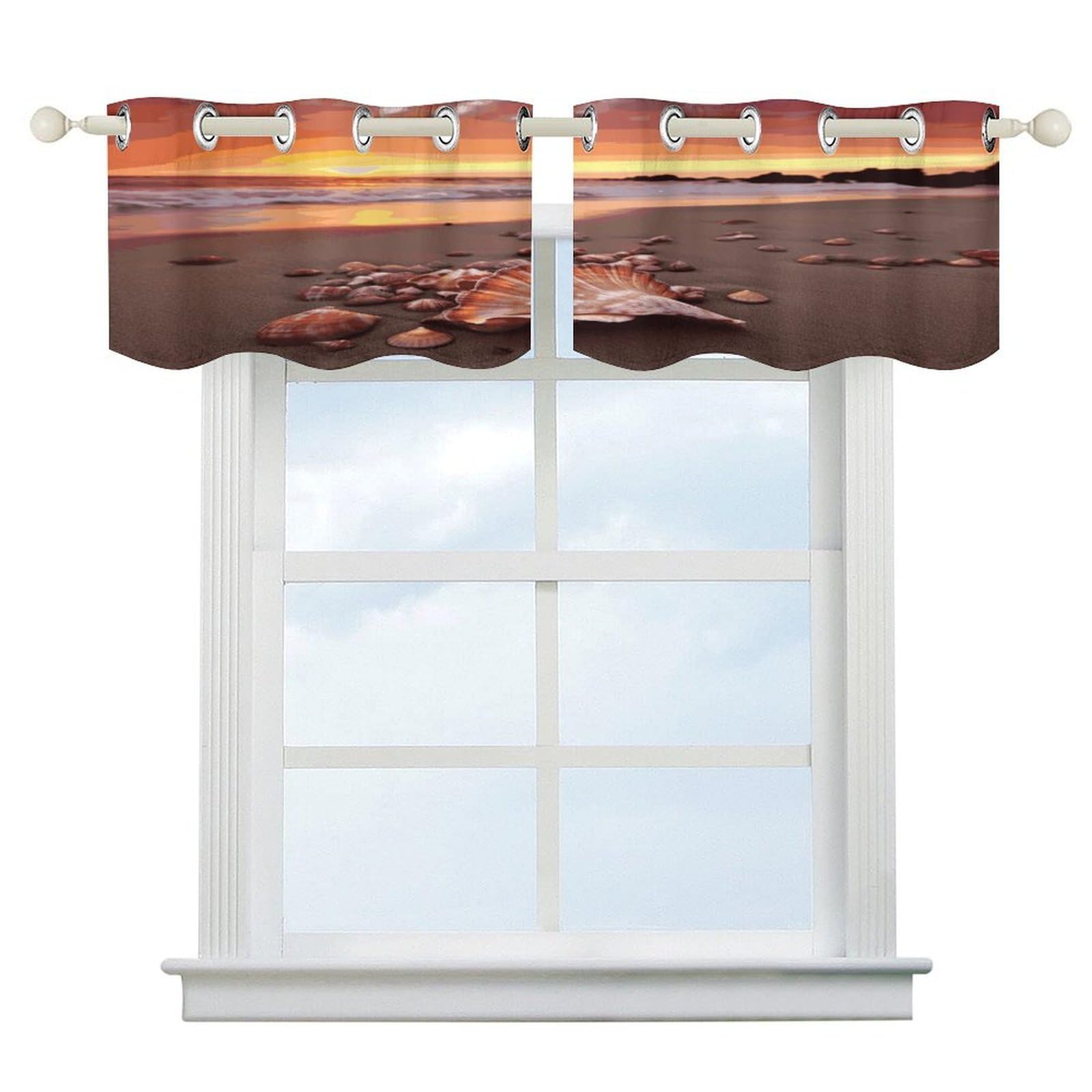 Cortinas opacas de playa 52x corta con bolsillo para ventana de cocina y baño