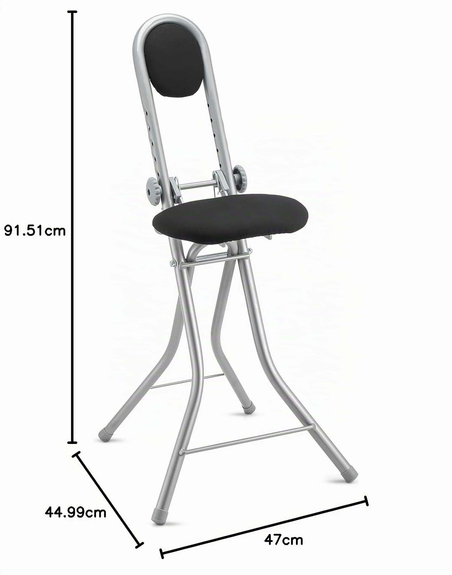 Fishtec Chaise Assis Debout Réglable en Hauteur - Siège Rembourré Idéal Repassage - Pliable Compacte - Charge 100 kg - Atelier Bureau Cuisine