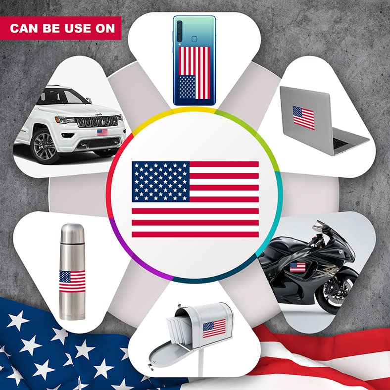 Image of IGNIXIA American Flag Decal, USA Flag Car Stickers 5x3 Inches American Flag Sticker (Pack of 10) Support US Military Waterproof Bumper Stickers, USA Window Stickers (USA Flag)