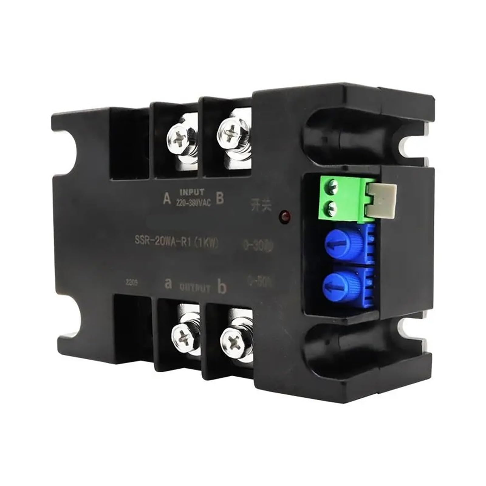 Arrancador Suave de Motor Inteligente monofásico de 220 V Módulo de Arranque Suave Arranque Suave Compatible con 50-60 Hz 2/4/6/8 KW(SSR-40WA-R1(1.5KW))