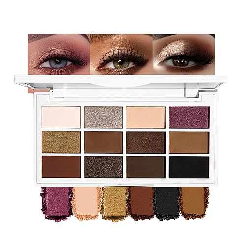 Miniatura 37 de evpct Paleta de sombra de ojos mate de 10 colores para mujeres mayores, marrón nude, rosa, cacao, gris topo, malva, crema mate neutra, ahumado, mini