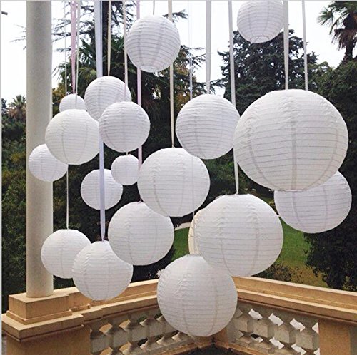 Charmed White Paper Lanterns In Assorted Size 9, 8 And 6 Inches (5 Pk) #TOP3