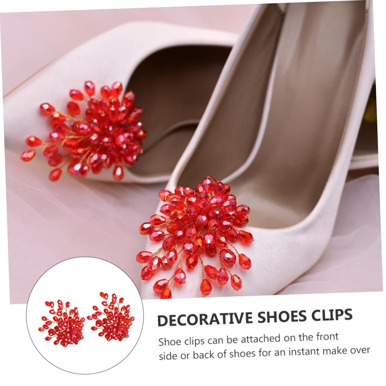 PACKOVE fermaglio per scarpe da sposa civili per la sposa scarpe sandali da donna clip per shoe clip arredamento fibbie decorative per cristallo rosso