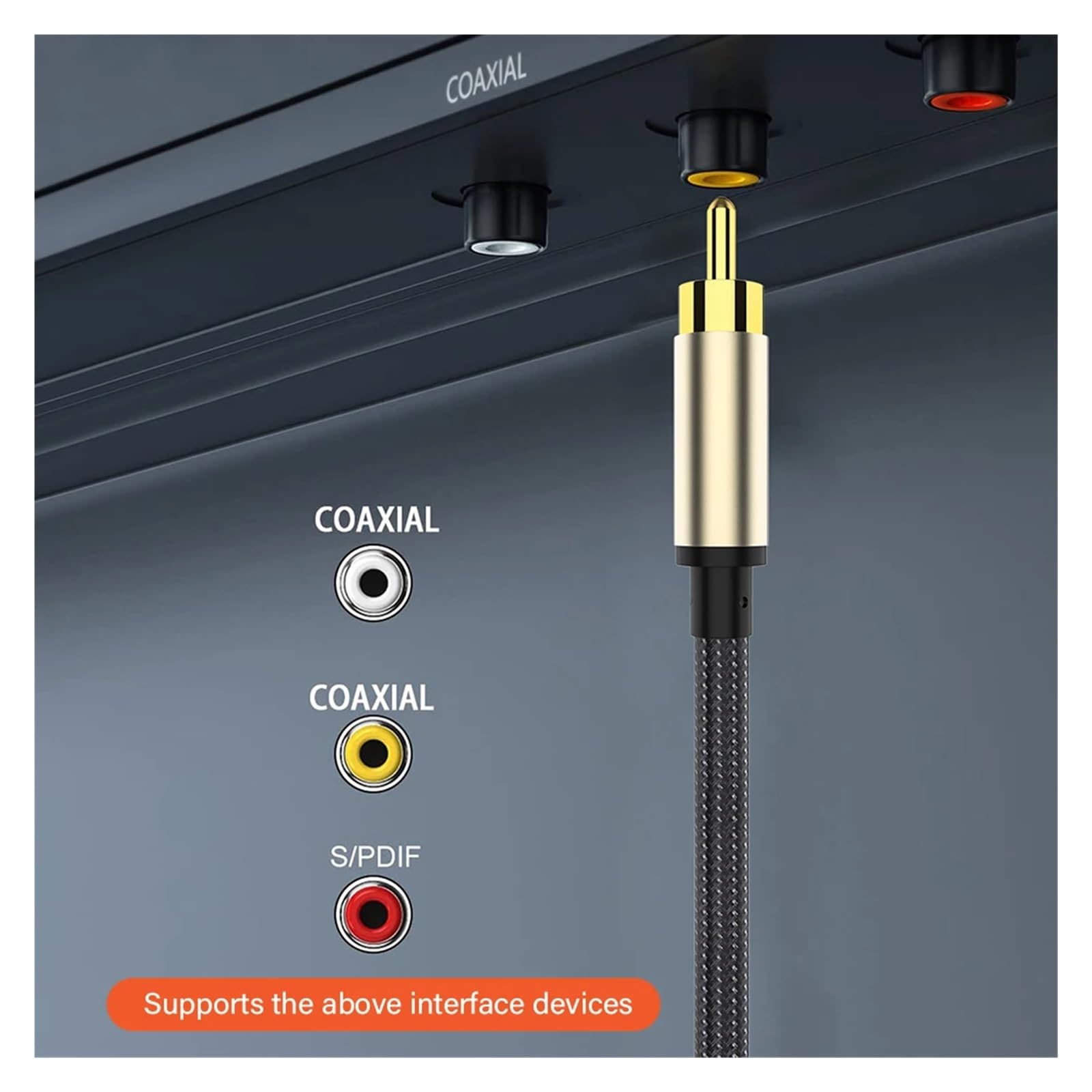 Cables de altavoz de graves chapados en oro, Cable de Audio Coaxial Digital HiFi 5,1 SPDIF macho a macho, Cable de Audio estéreo for cine en casa HDTV(5m)