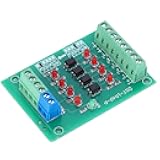 Keenso Optocoupler Isolation Module, 4 Channel PLC Signal Voltage Conversion Board, and Durable, for Single Chip Microcomputer and PLC Signals Conversion, 1 Pack