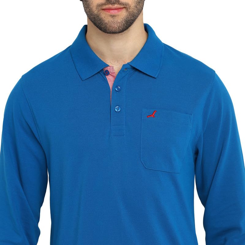 Image of AMERICAN CREW Full Sleeves Polo Collar T-Shirt with Pocket for Men