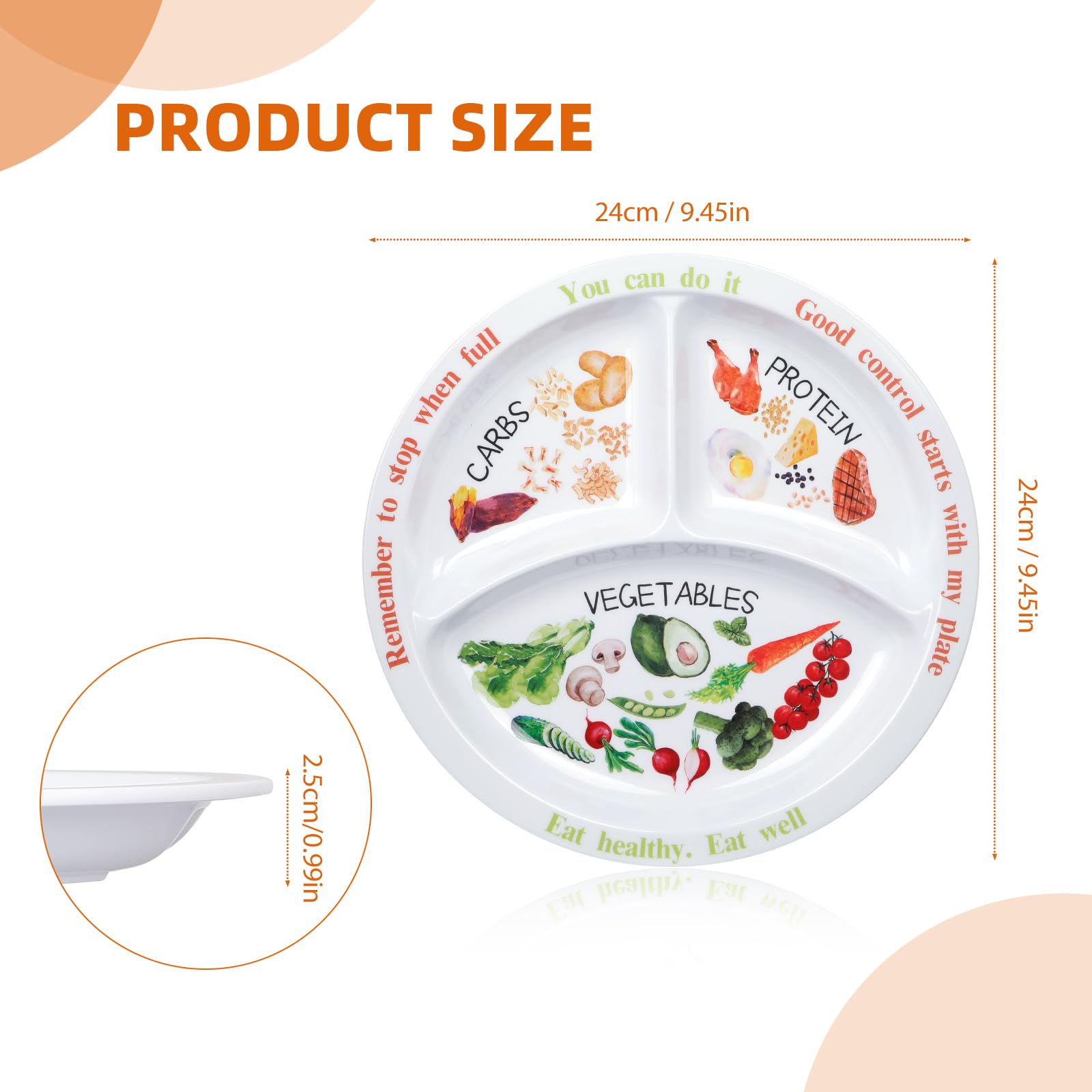 Yuecda Portion Control Plate for Balanced Eating -Healthy Nutrition Plate  for Adults and Teens – Melamine Dividers, Perfect for Balanced Eating and  Diet Management (2 Pieces) – BigaMart, image size:1600x1600