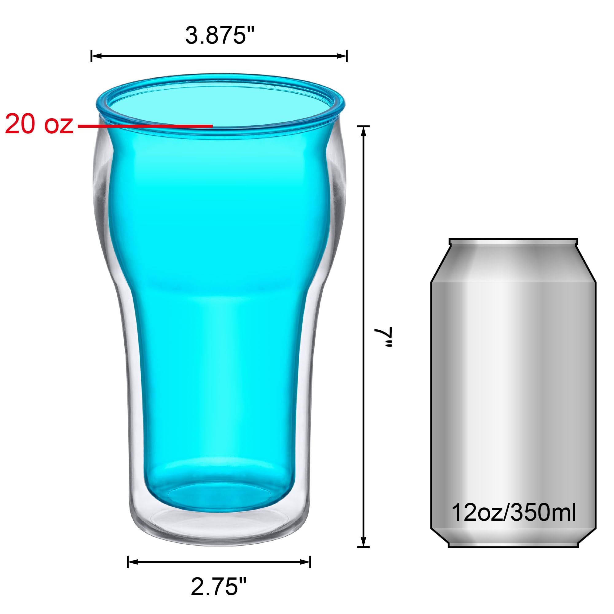 Amazing Abby - Rockies – 590 ml isolierte Kunststoffbecher (4er-Set), doppelwandige Kunststoff-Trinkgläser, gemischte Farben, wiederverwendbare Kunststoffbecher, BPA-frei, bruchsicher,