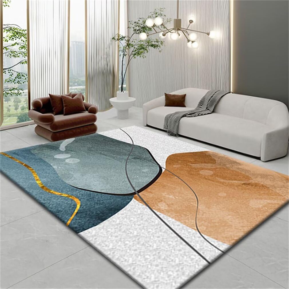 Tapis de chambre moderne anti-glisse résistant aux taches gris vert