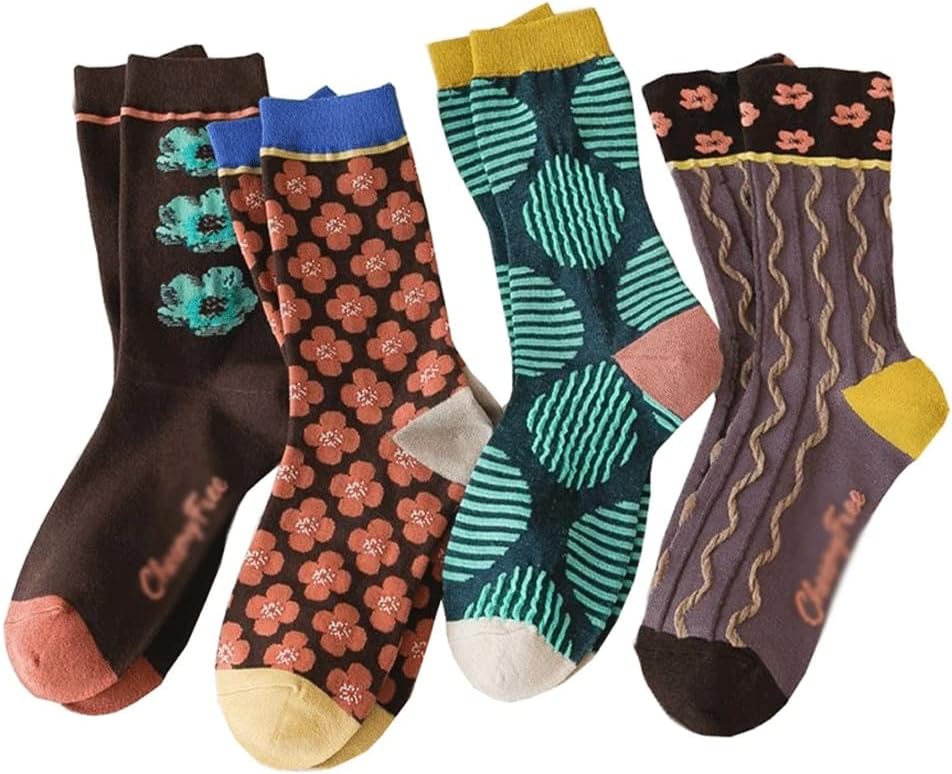 Long Socks Women Kawaii Print Flower Winter Soft Cotton for Female Leg Warmers Street Socken