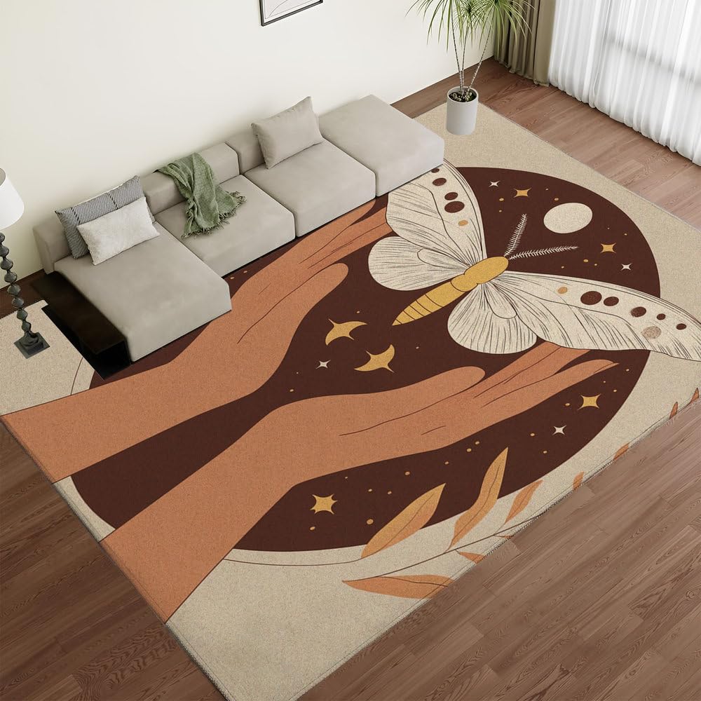 Tapis bohème papillon pour créer un salon Wabi Sabi cosy et doux