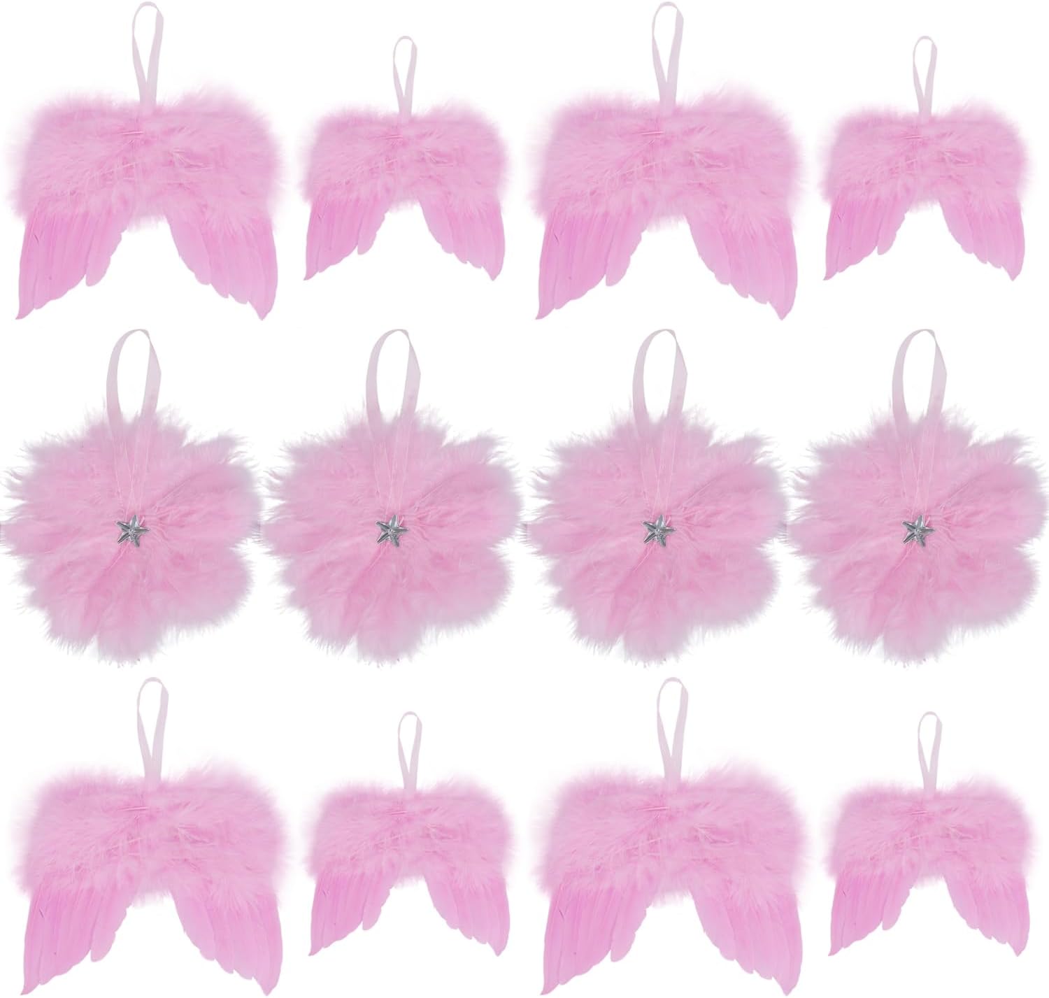 12 Pcs White Feather Christmas Tree Decorations