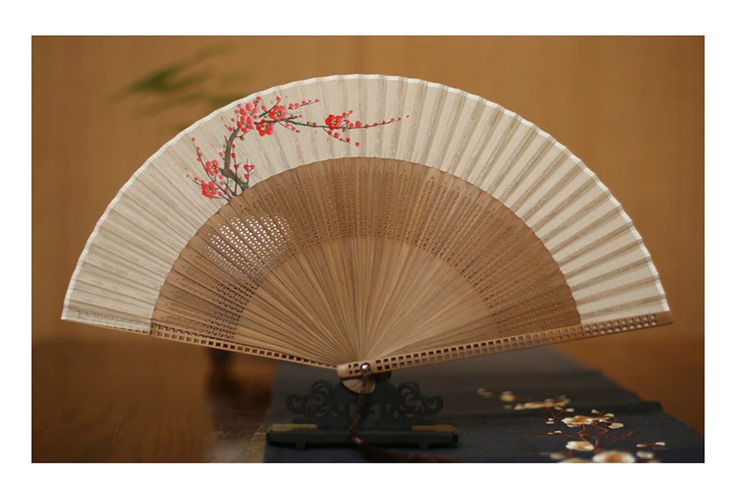 NZPOST Folding fan Foldable Bamboo Fan For Flower Painting Handmade, Portable, Chinese Hanfu, Silk fan (A14)