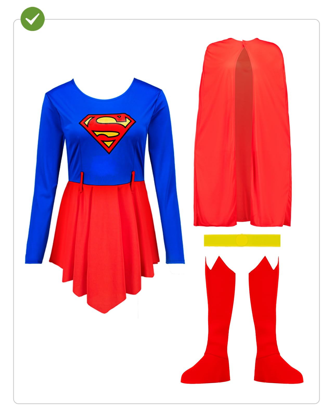 Funidelia Disfraz Oficial de Supergirl para mujer, Incluye vestido y capa, cinturón y cubrebotas, Superhéroes - Traje para adultos para fiestas, Carnaval y Halloween