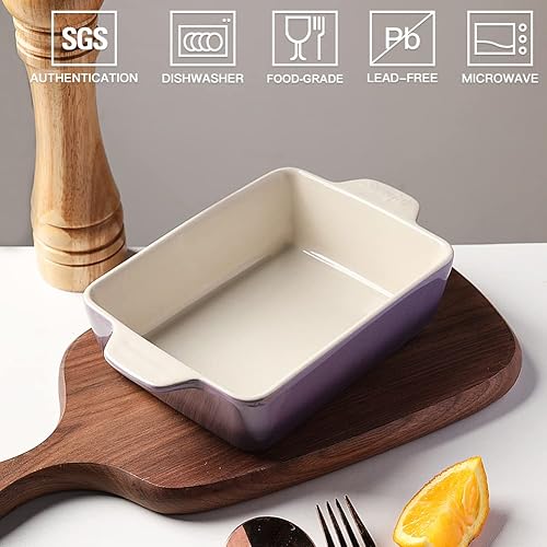 Miniatura 7 de Sweejar Ceramic Baking Dish, Rectangular Small Baking Pan with Double Handles, 20 Oz for Cooking, Brownie, Kitchen, 6.5 x 4.9 x 1.8 Inches(Red)