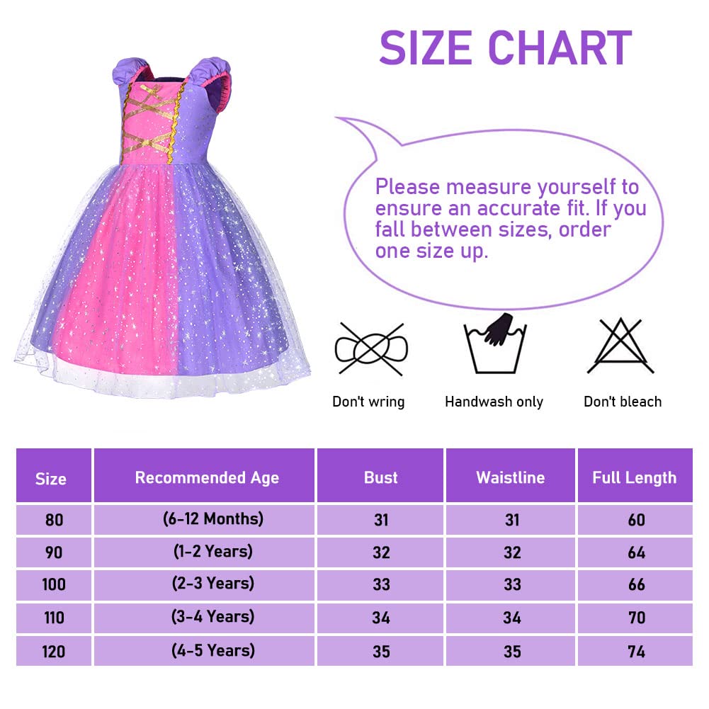 ACWOO Angels Costume da Principessa Rapunzel per Bambina, Vestito da Festa di Compleanno