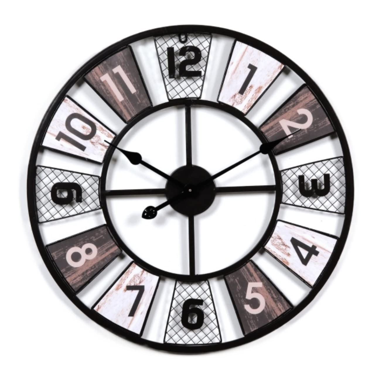 KRXSOBNV wall clock, Silent Wall Clock Retro with Roman Numerals Metal Frame Non Ticking Battery Operated Clocks