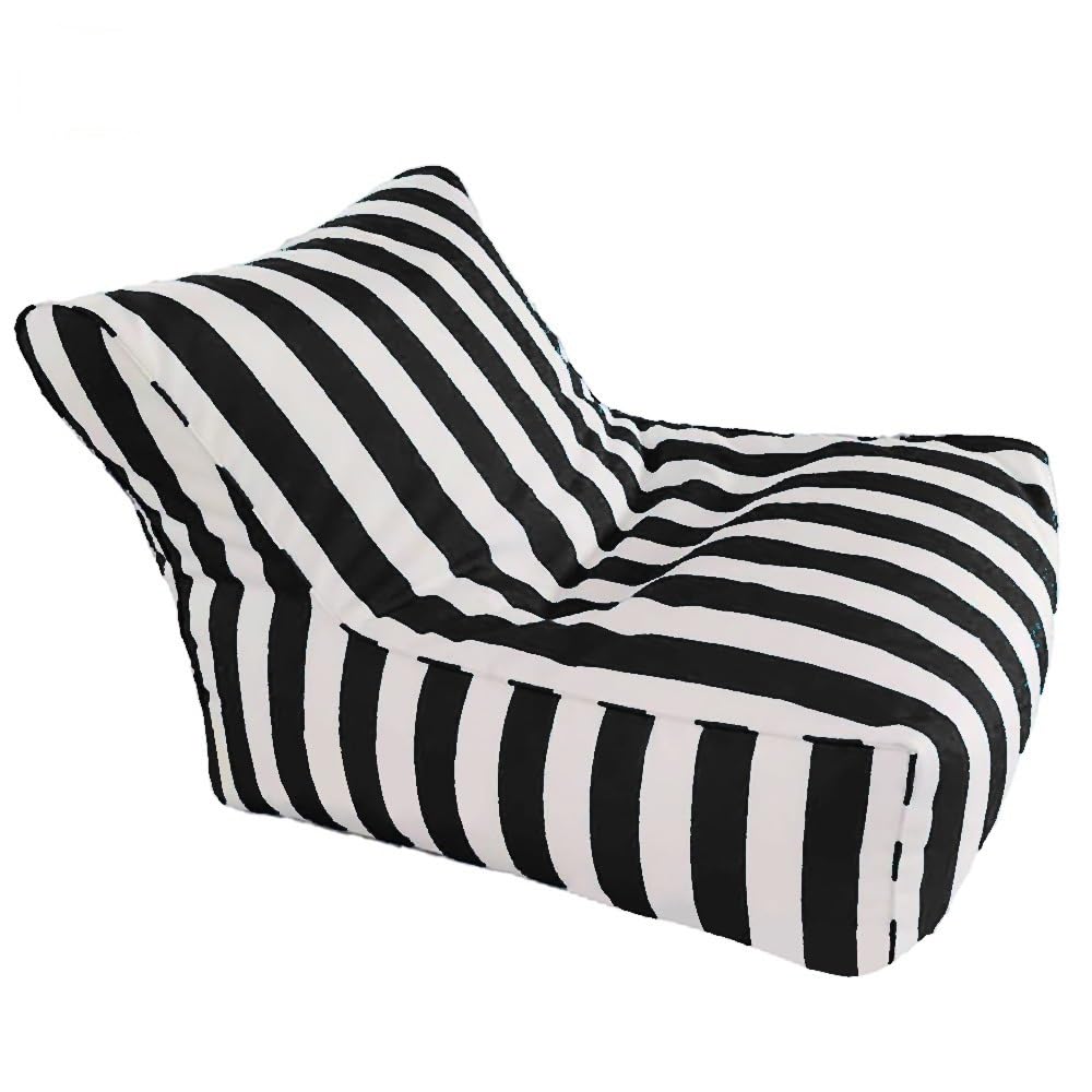 SXBCyan Copertura per Pouf Galleggiante (senza imbottitura) poltrona a sacco da piscina per adulti, in tessuto Oxford a righe, per sedia a sdraio da spiaggia e giardino(Black-stripe)