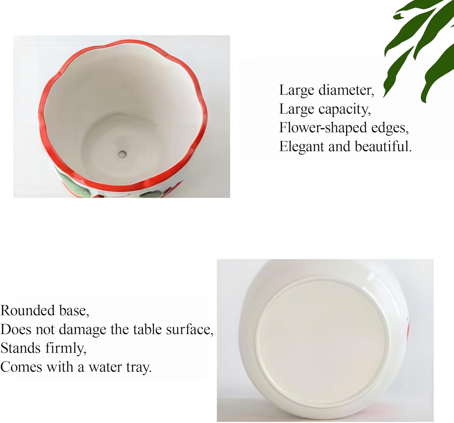 Ceramic Pots for Plants: Plant Pots Indoor with Drainage Holes and Saucers, 2025 New Chinese Style Decorative Planter, with Goldfish and Plant Pattern, Cute Small Decorative Flower Pot