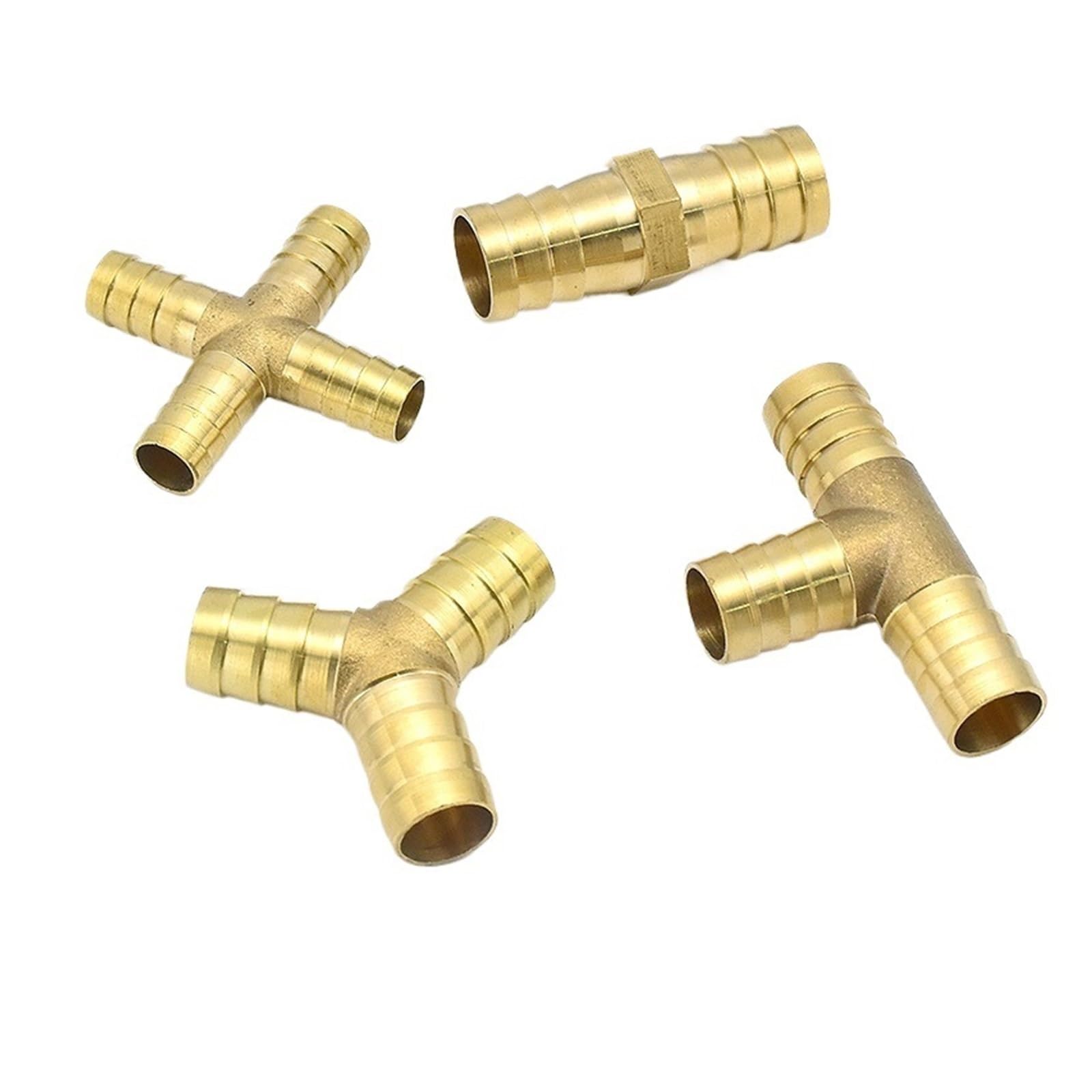 2 PCS Messing-Rohrverschraubung mit Widerhaken, 2-, 3- und 4-Wege-Messinganschluss for 4 mm 5 mm 6 mm 8 mm 10 mm 12 mm 16 mm 19 mm Schlauch, Kupfer-Pagoden-Wasserrohrverschraubungen(I 2 Way Thread,OD