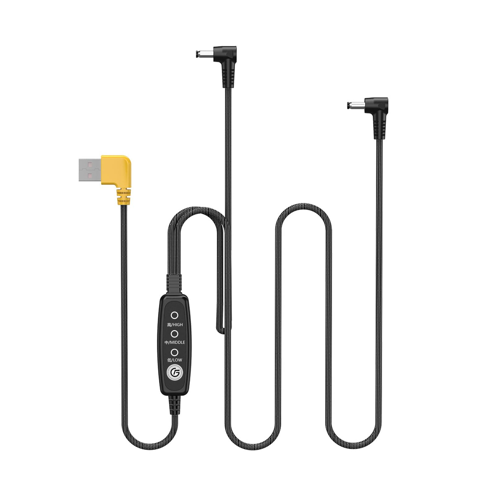 JINGYOU 空調作業服 ファンケーブル 冷却服充電コード USB給電 5V USB電源変換 ファン互換コード usb to dc ナイロン編み 風量制御可能 3段風量調整 (高、中、低)