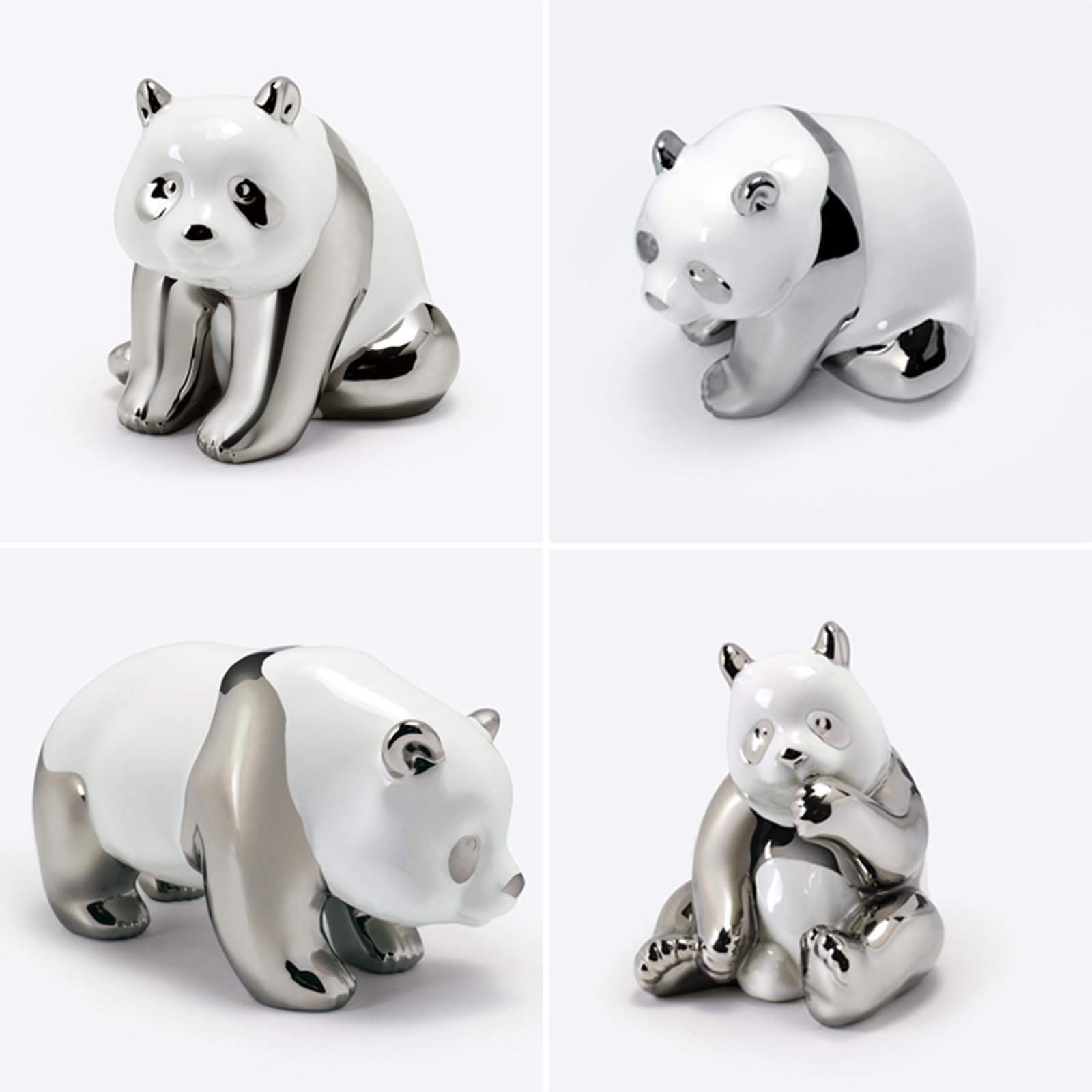 Decorazione con Scultura di Animali, Statuette Decorative in Ceramica, Statuette Decorative Moderne, sculture per la Decorazione di Soggiorno, libreria, Camera da Letto, Ufficio, Argento B