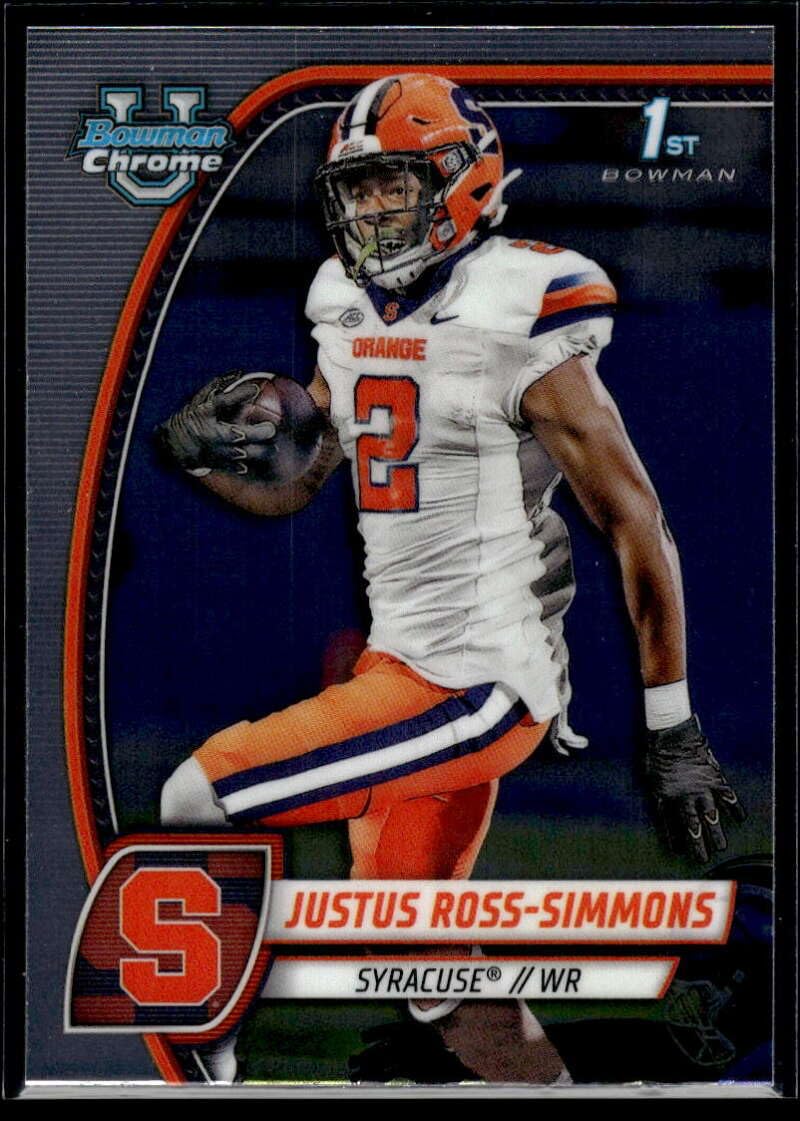 2024 Bowman University Chrome Football #109 Justus Ross-Simmons Syracuse Orange Official…