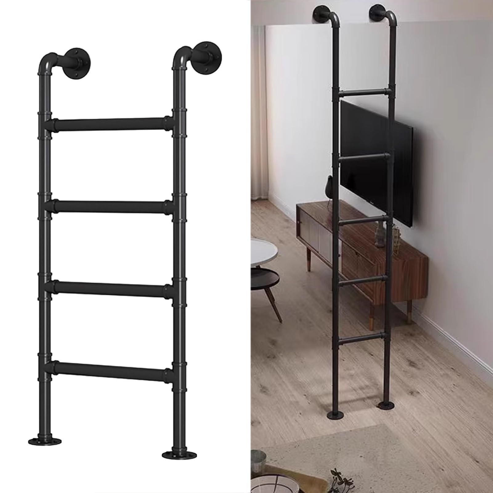 Échelle en fer noir robuste pour lit superposé et secours de fenêtre