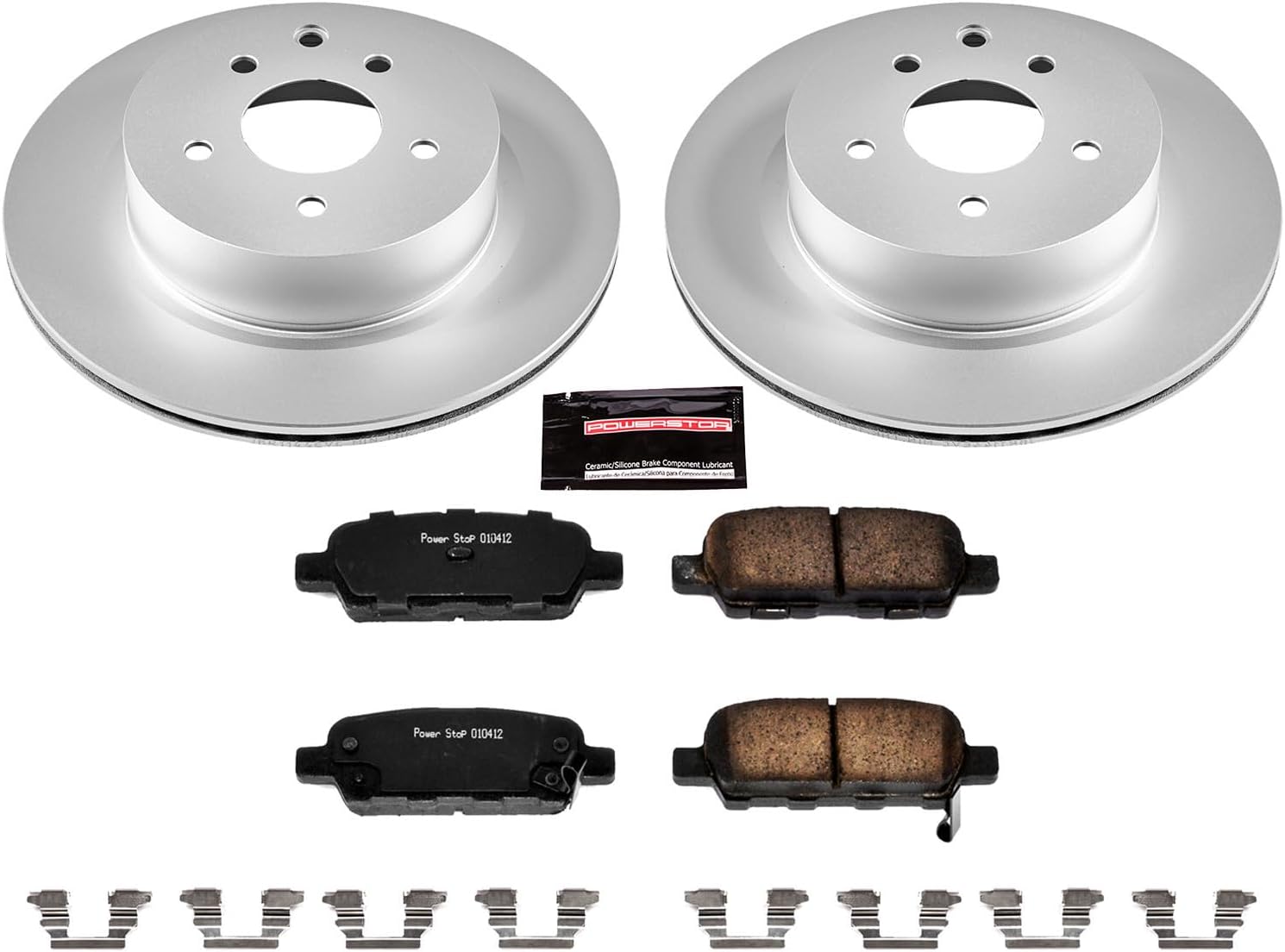 PowerStop Rear Brake Kit For INFINITI G25 2011-12 |G35 2005-08 |G37 2009-13 |M35 2006-09 |M45 2006-09 |350Z 2006-09 - Fully-Coated Disc Rotors with Z17 Ceramic Brake Pads Replacement, CRK179