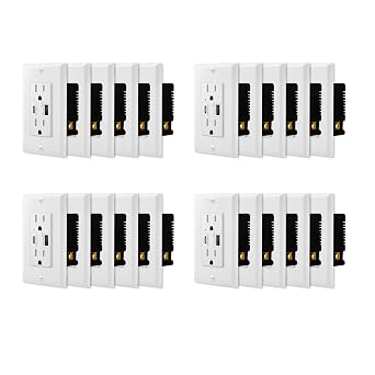 Outlet with USB,Type C Outlet,SuperInk 20PK USB Type C Outlets,21W Fast Charging Receptacles Outlets with Type-C Port,TR UL Listed,Suitable for Living Room, Kitchen, Office