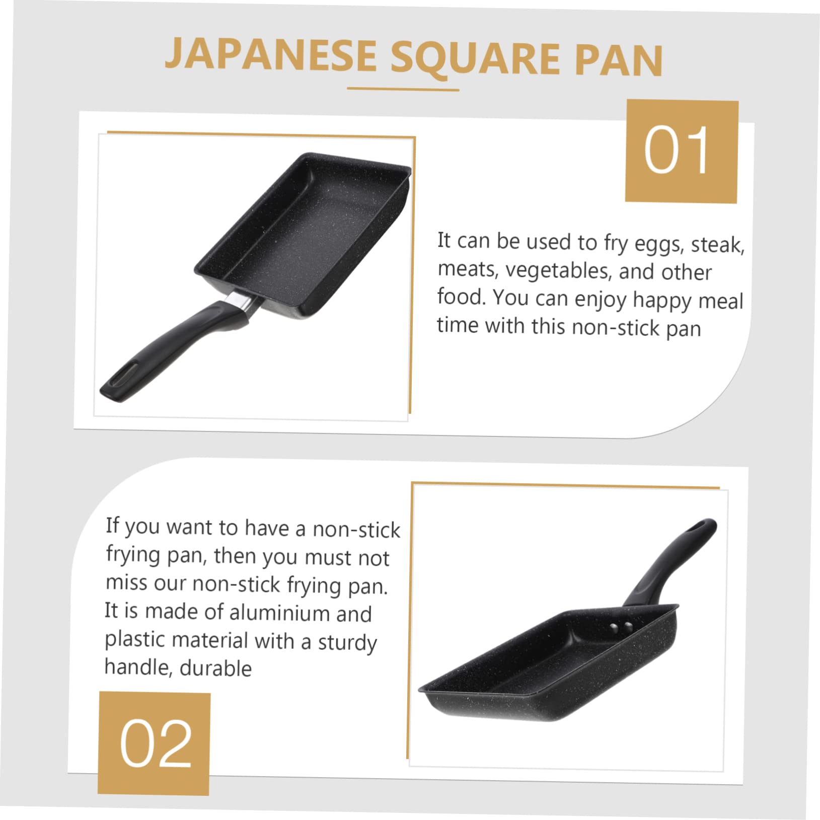 Japońska patelnia do omletów Mała patelnia Nonstick Nonstick Naczynia do pieczenia Nonstick Dosa Pan Japońska kwadratowa patelnia Kwadratowa patelnia do naleśników Kwadratowa patelnia do steków Niep