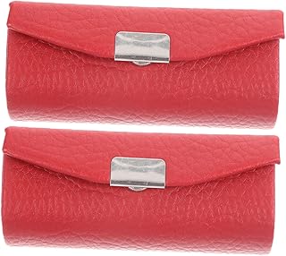 WOONEKY 2 Peças Caixa De Batom Bolsa De Batom Para Bolsa Porta-Batom De Couro Caixa De Batom Bolsa De Batom De Couro Bolsa De Armazenamento De Viagem Vermelha Caixa De Presente