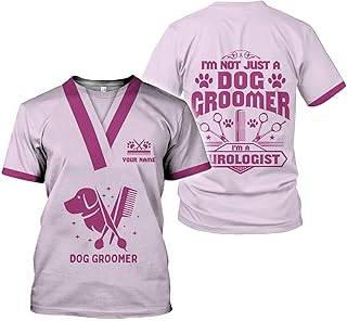 RoyalBro Personalized Dog Groomer Shirt Custom Dog Cat Grooming Stylish Shirts Groomers Tshirts Groomer Tshirt Men & Women (Style 5) Multicolor