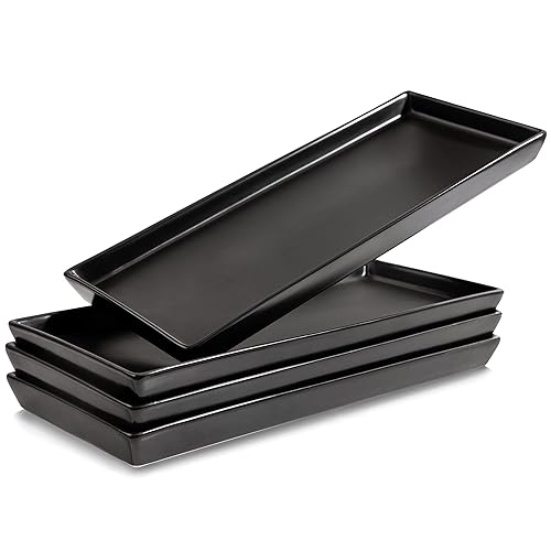 Home Beets Matte Black Ceramic Serving Platters (14 x 6