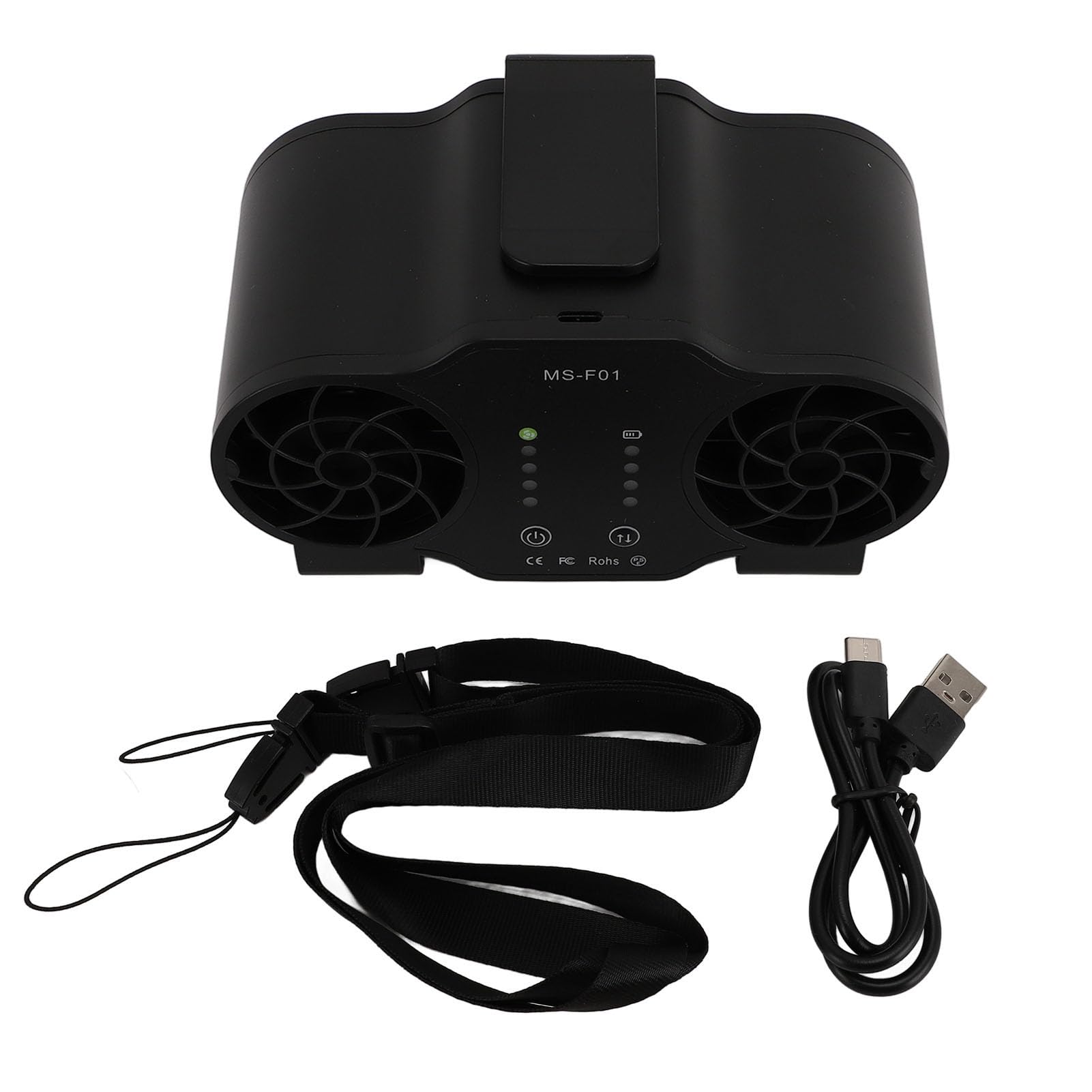 Ventilador de Cintura Portátil con Flujo de Aire Dual, Ventilador