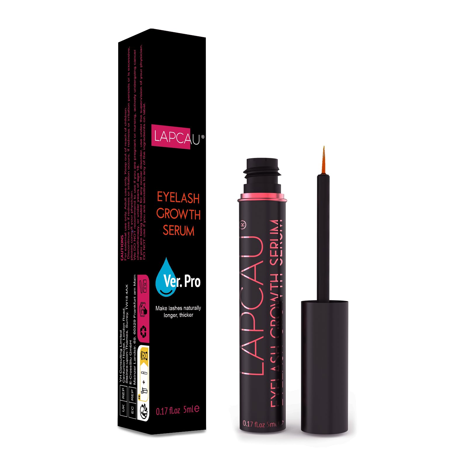 LAPCAUEyelash Growth Serum Ver.Pro, 5ml Advanced Eyelash Serum, Herbal Extract Lash Serum with Myristoyl pentapeptide - 17, Eyelash Conditioner for Thicker, Longer, Fuller Lashes