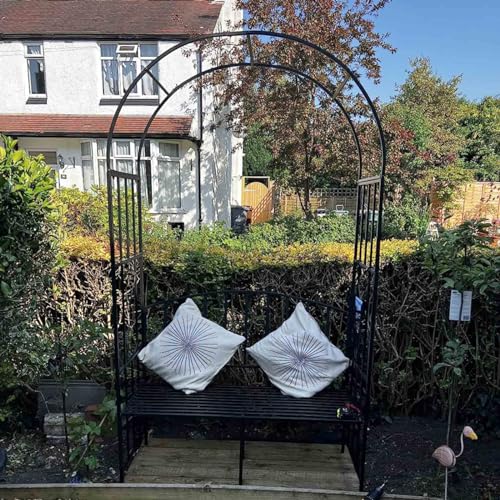 Heavy Duty Metal Garden Arch with Bench Seat, Perfect for Outdoor Gardens and Backyards, Supports Vines and Climbing Plants